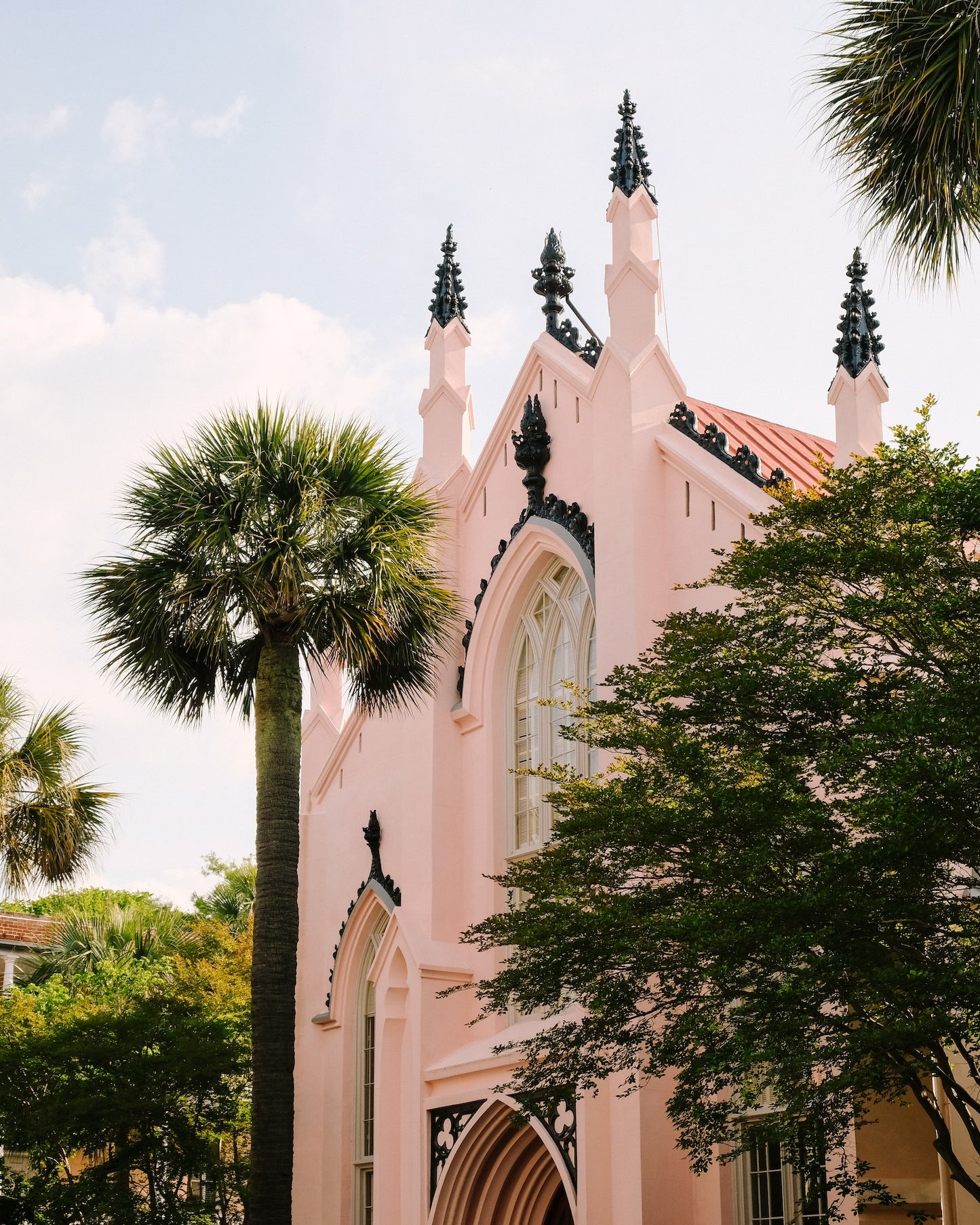 French Huguenot Church in Charleston with pale pink Gothic architecture – Charleston fine art print