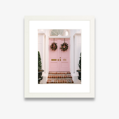 Double pink doors on historic Charleston home – Charleston photography print