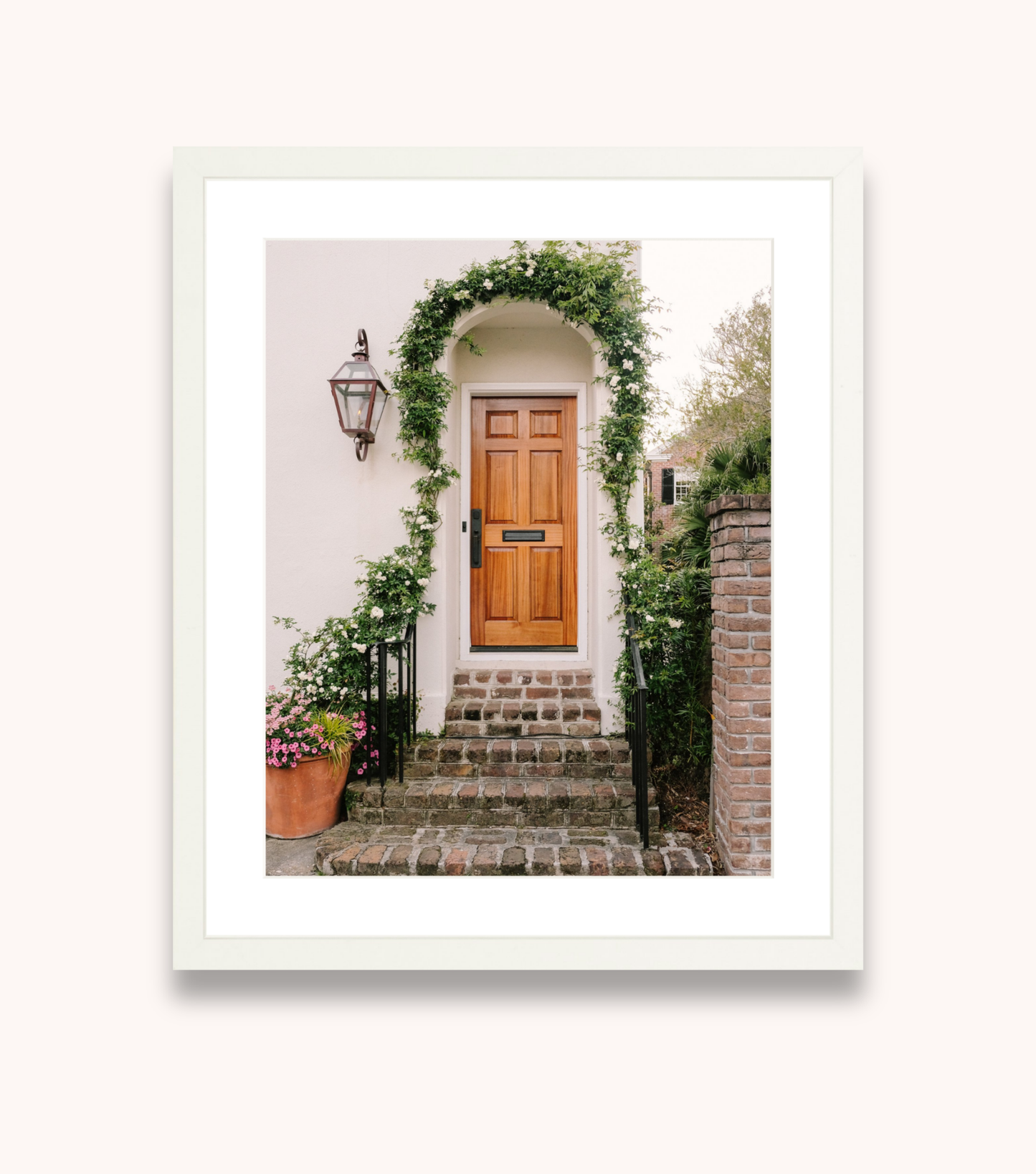 Framed Charleston wall art with climbing ivy and historic architecture
