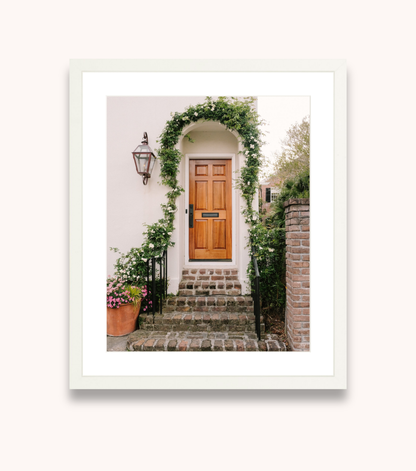 Framed Charleston wall art with climbing ivy and historic architecture