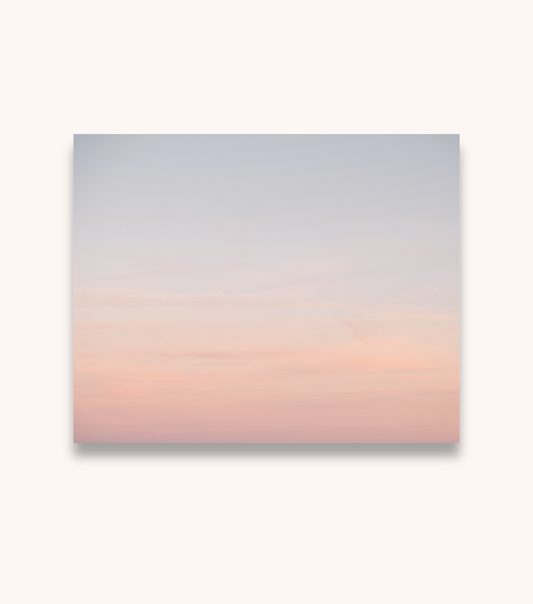 Ombre Sky minimalist coastal photography print with soft pastel sunset colors