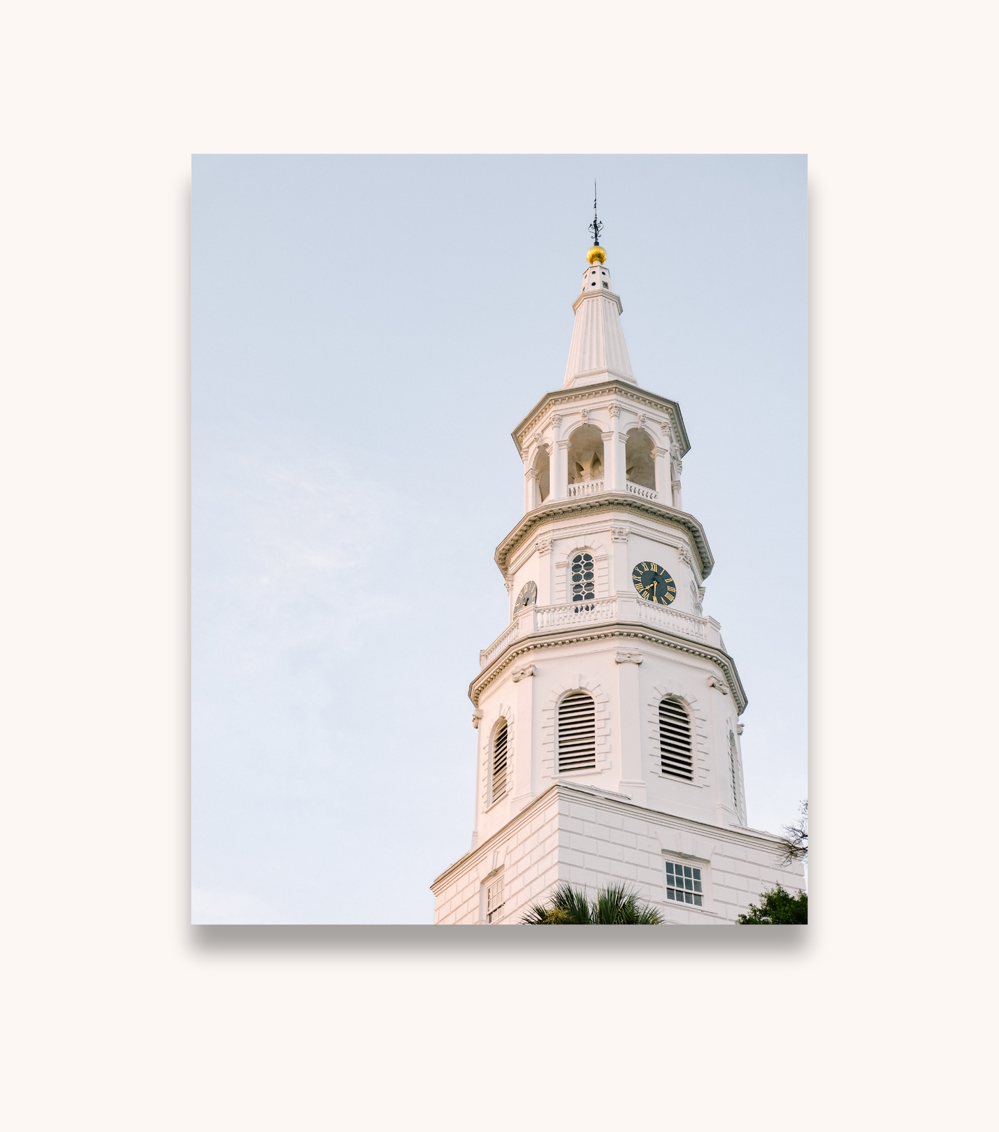 Charleston wall art print featuring St. Michael’s Church and its historic white steeple