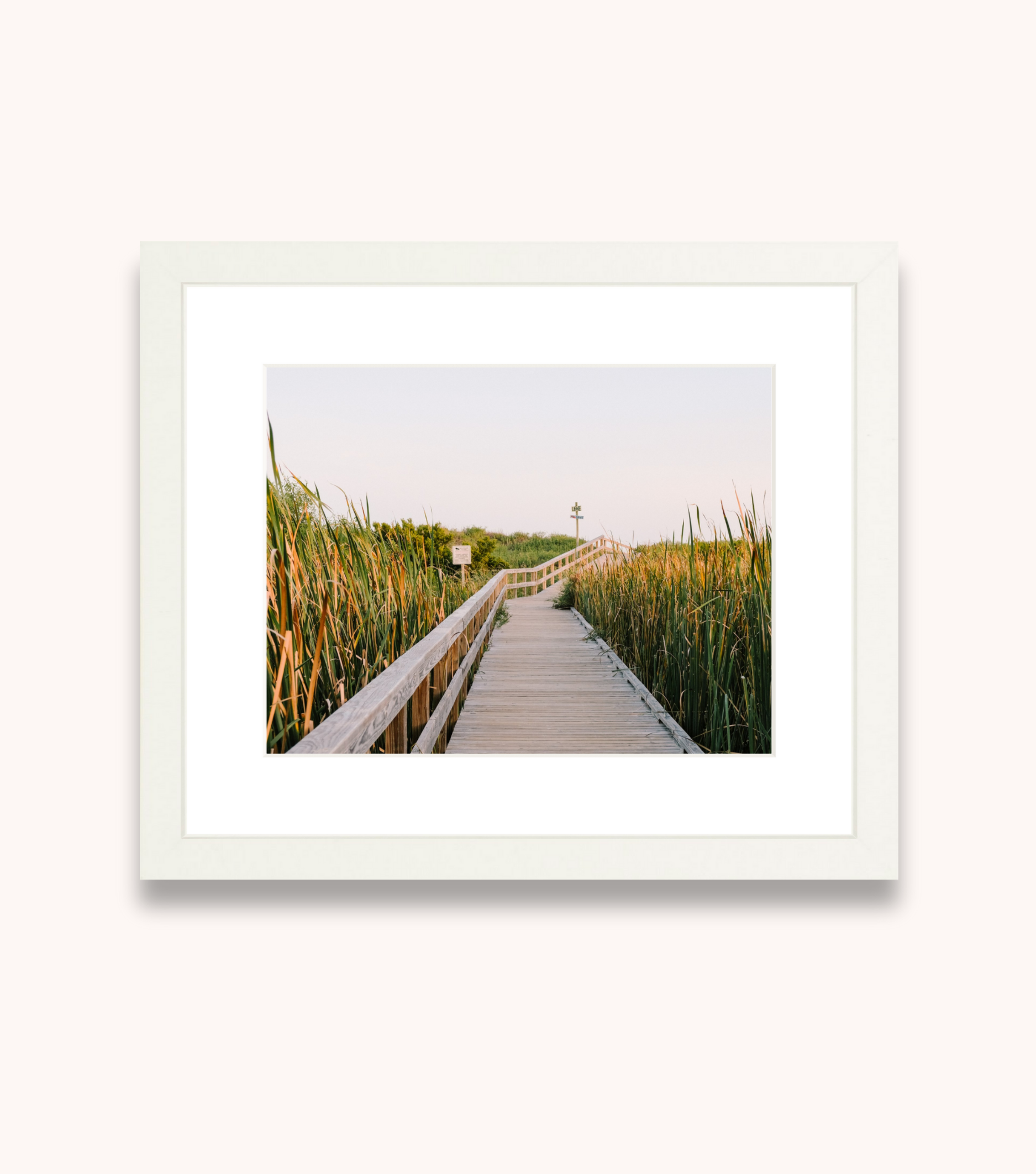 Framed Sullivan’s Island boardwalk photograph as Charleston coastal wall decor