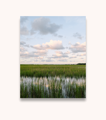 Charleston marsh photography print featuring a peaceful sunset landscape
