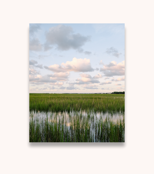 Charleston marsh photography print featuring a peaceful sunset landscape