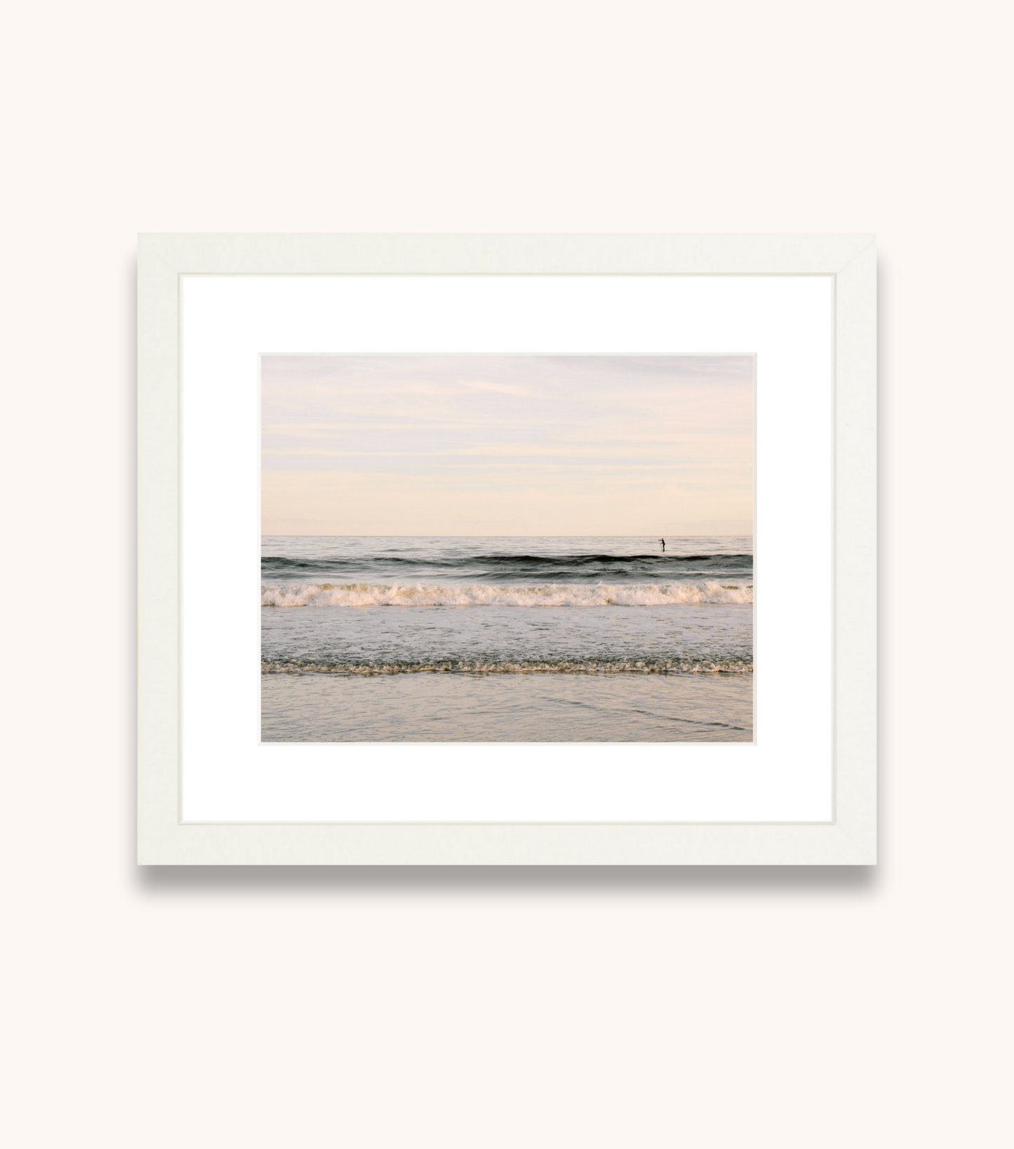 Framed coastal wall art featuring a paddleboarder on Charleston waters